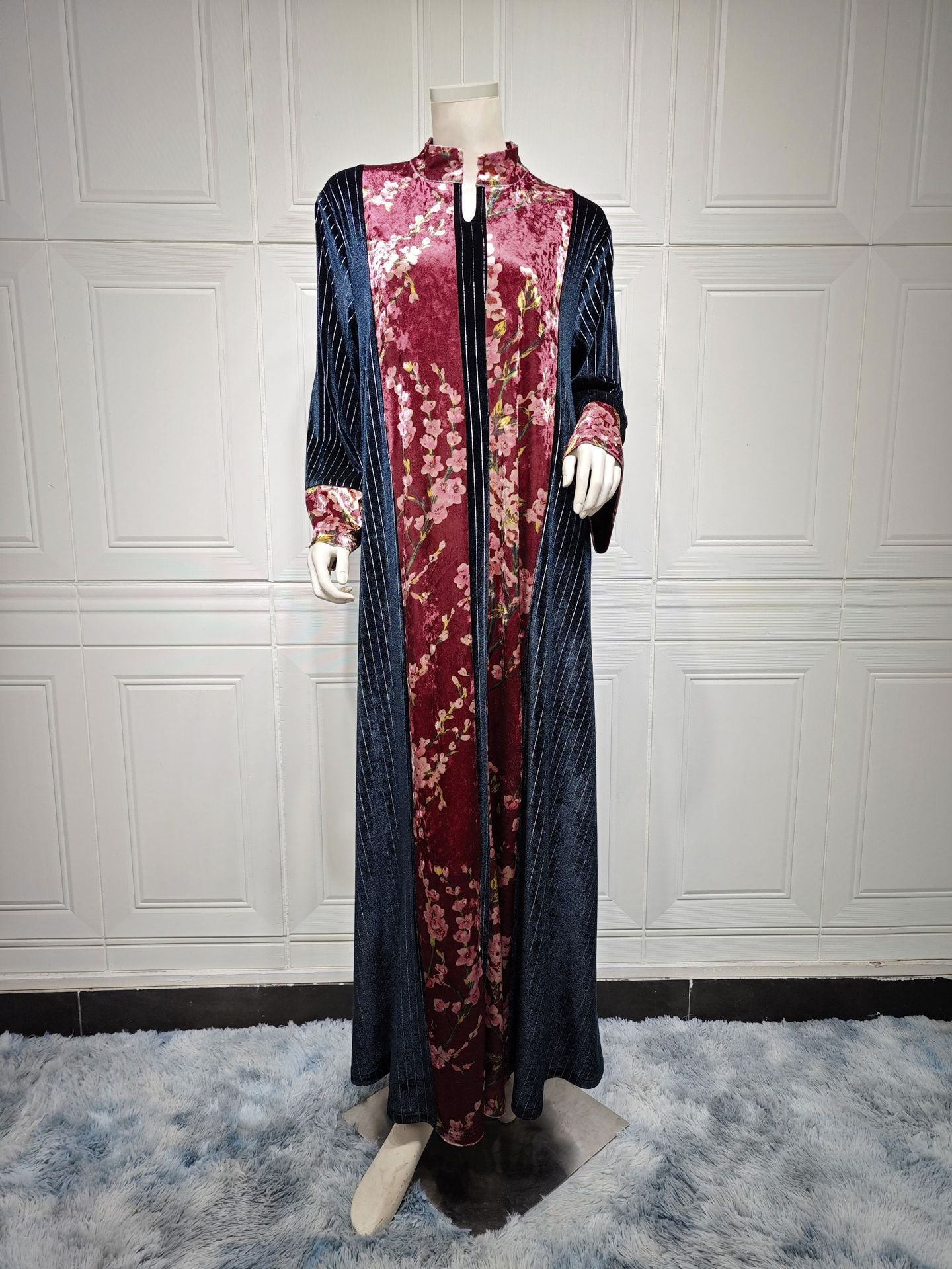 MS433#Muslim gold velvet jacquard temperament fashion ladies' robes