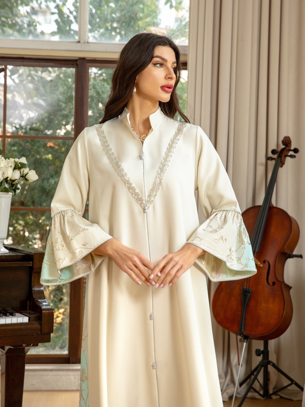 MS547#Muslim women's clothing Arabia Dubai jalabiya fashion jacquard gradient robe cross-border women's clothing