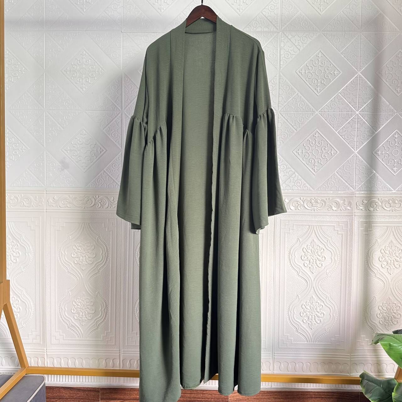 MS494#Dubai Middle East ladies Cardigan robe solid color loose flared sleeve coat Europe and the United States elegant fashion dress