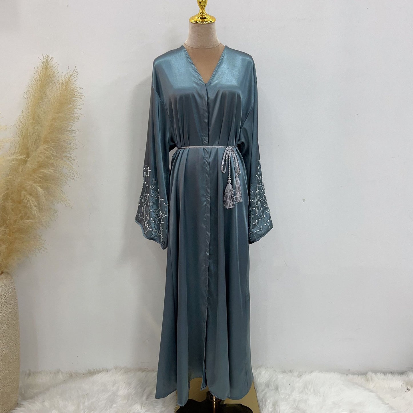 MS581#Party daily solid color handmade beaded dress robe