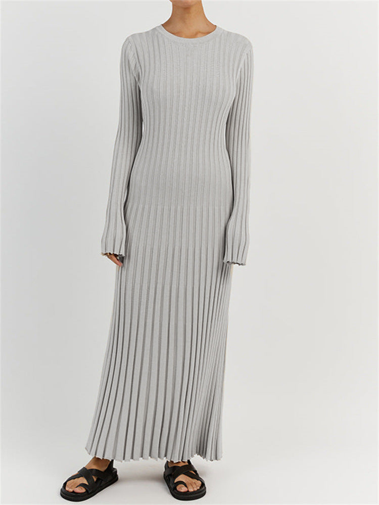 MS415#Sweater pit long dress slim belt strap wool skirt