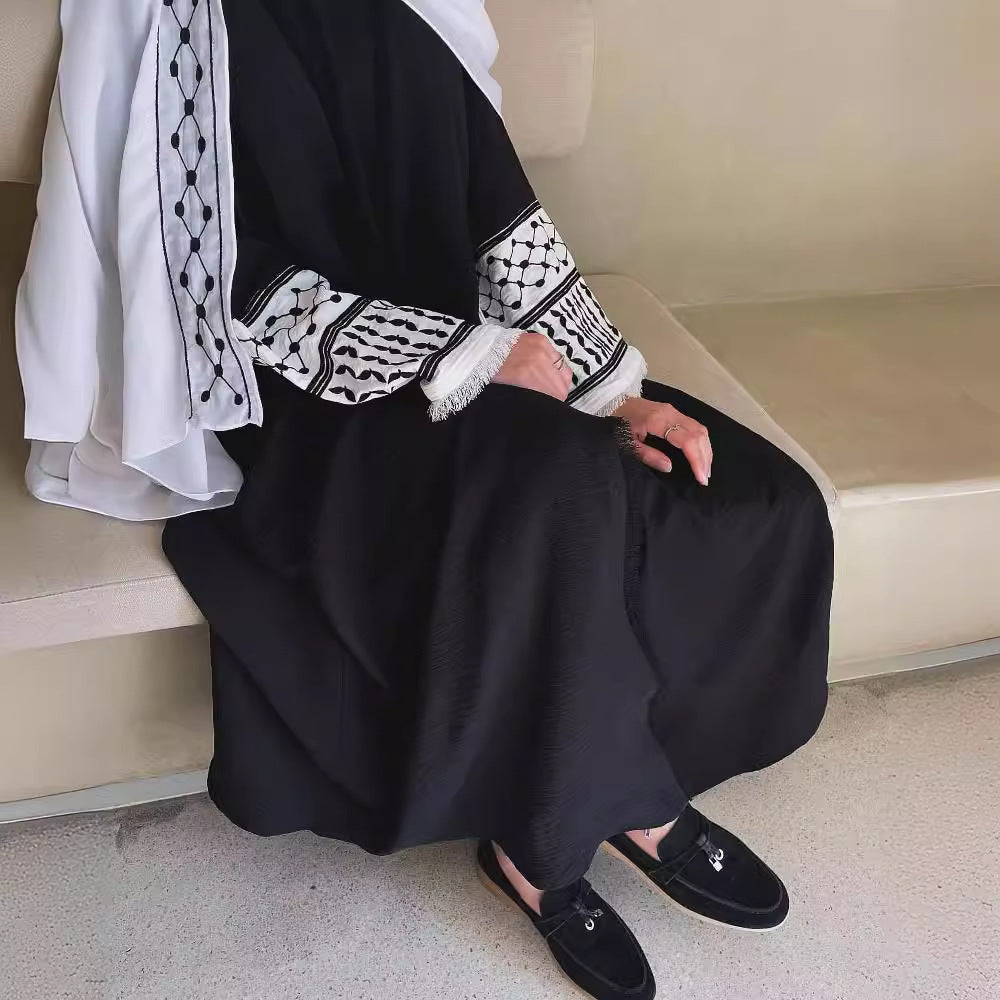 MS599#Abaya embroidered cardigan robe