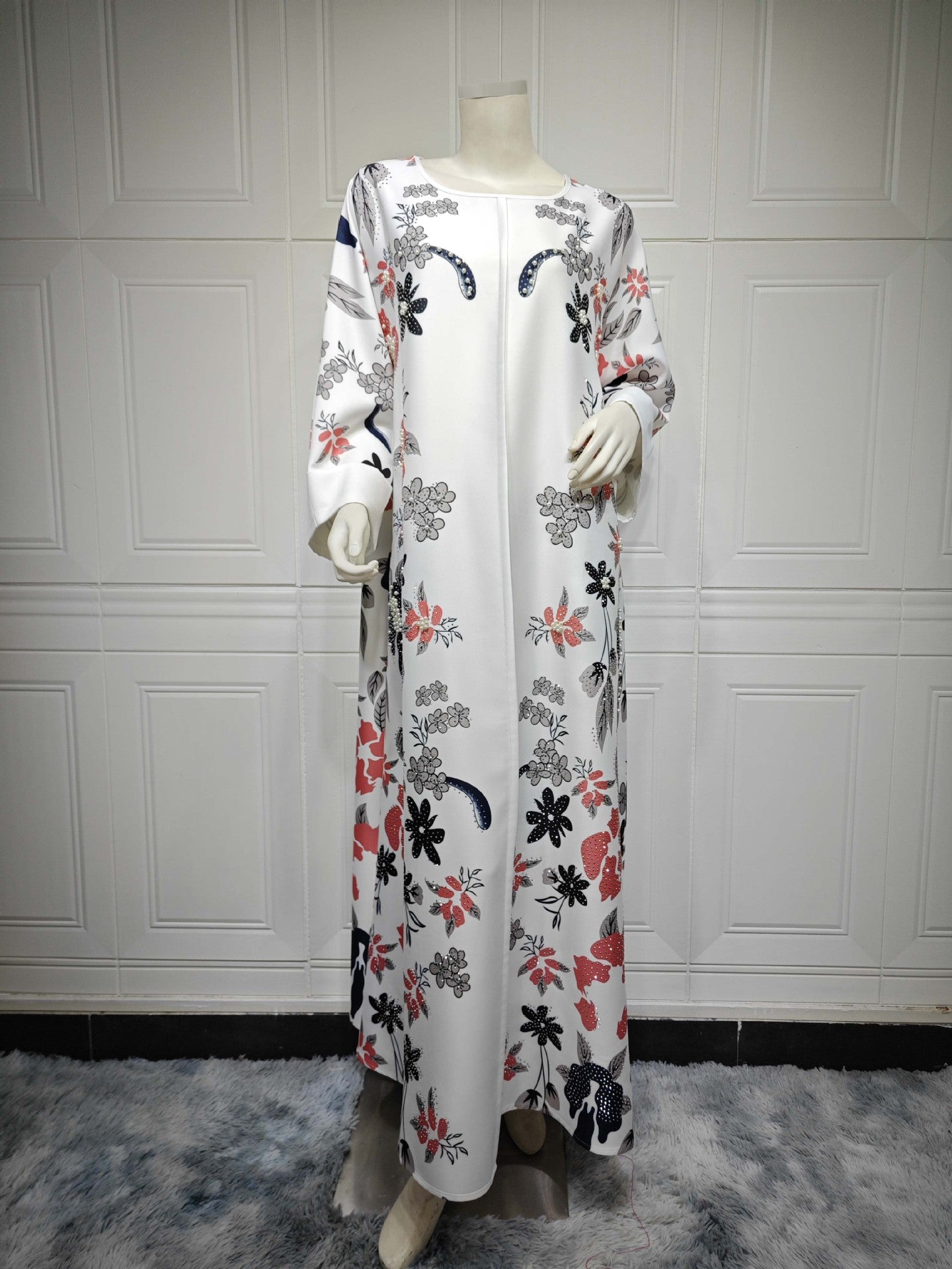 MS570#Fashion Arabian Dubai Burning Flower Hot Diamond Dress Middle East Hot Sale Women's Robe