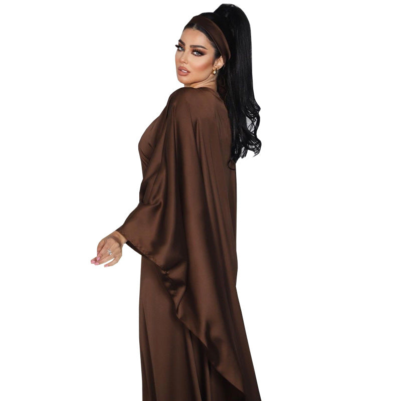 MS573# Middle Eastern Abaya Muslim dress modest fashion pullover waist forged robe