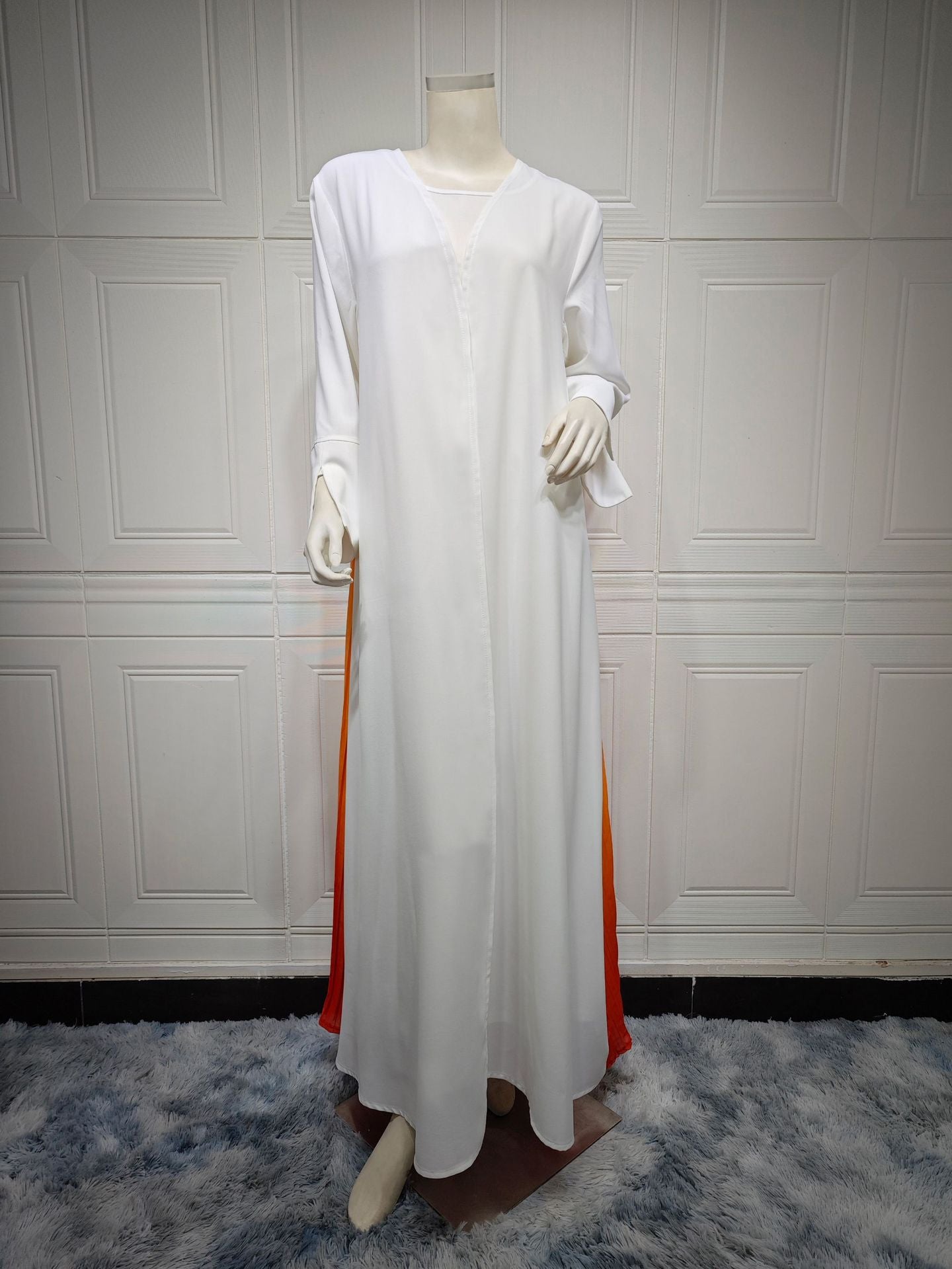 MS441#Muslim Abaya robe cardigan pleated stitching dress