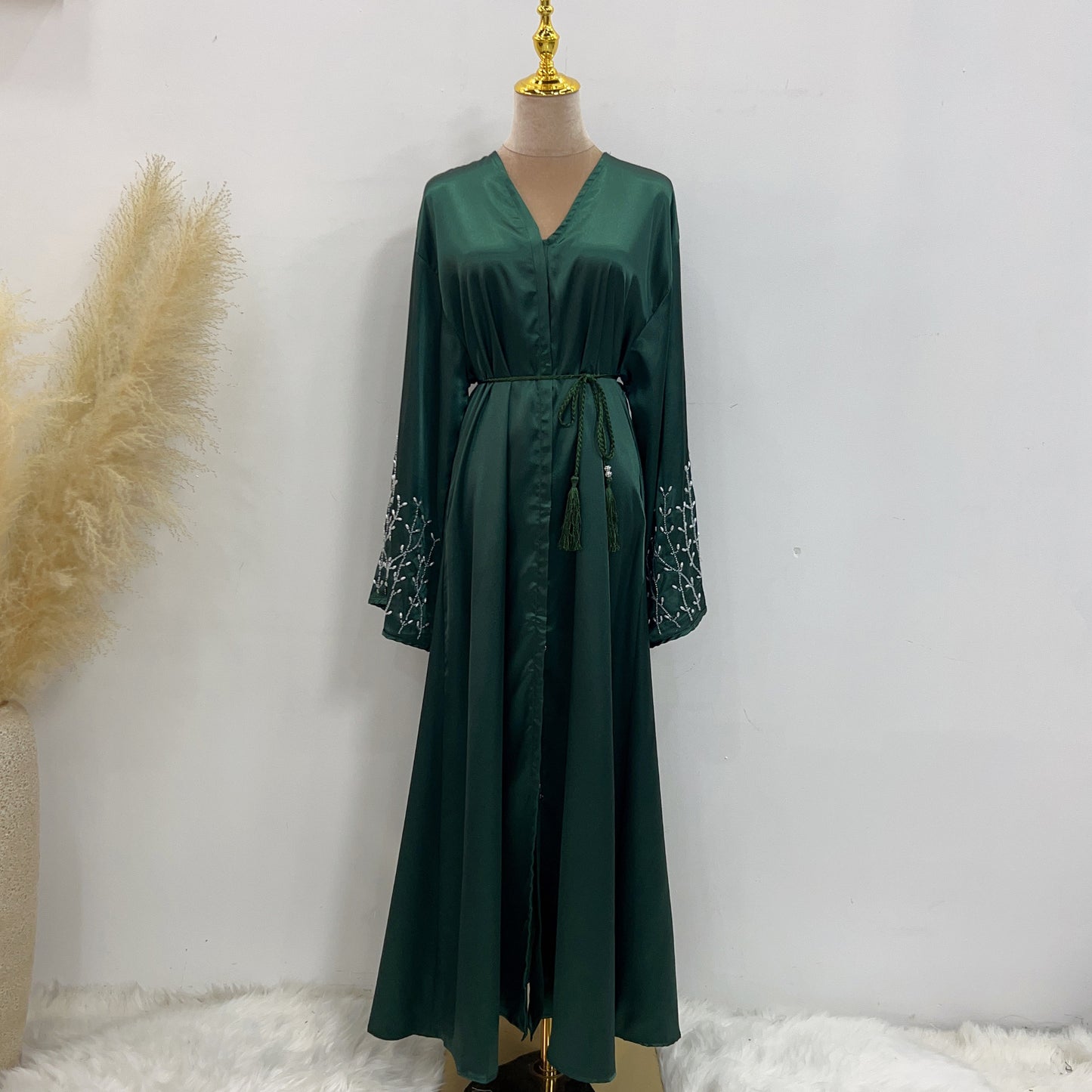 MS581#Party daily solid color handmade beaded dress robe