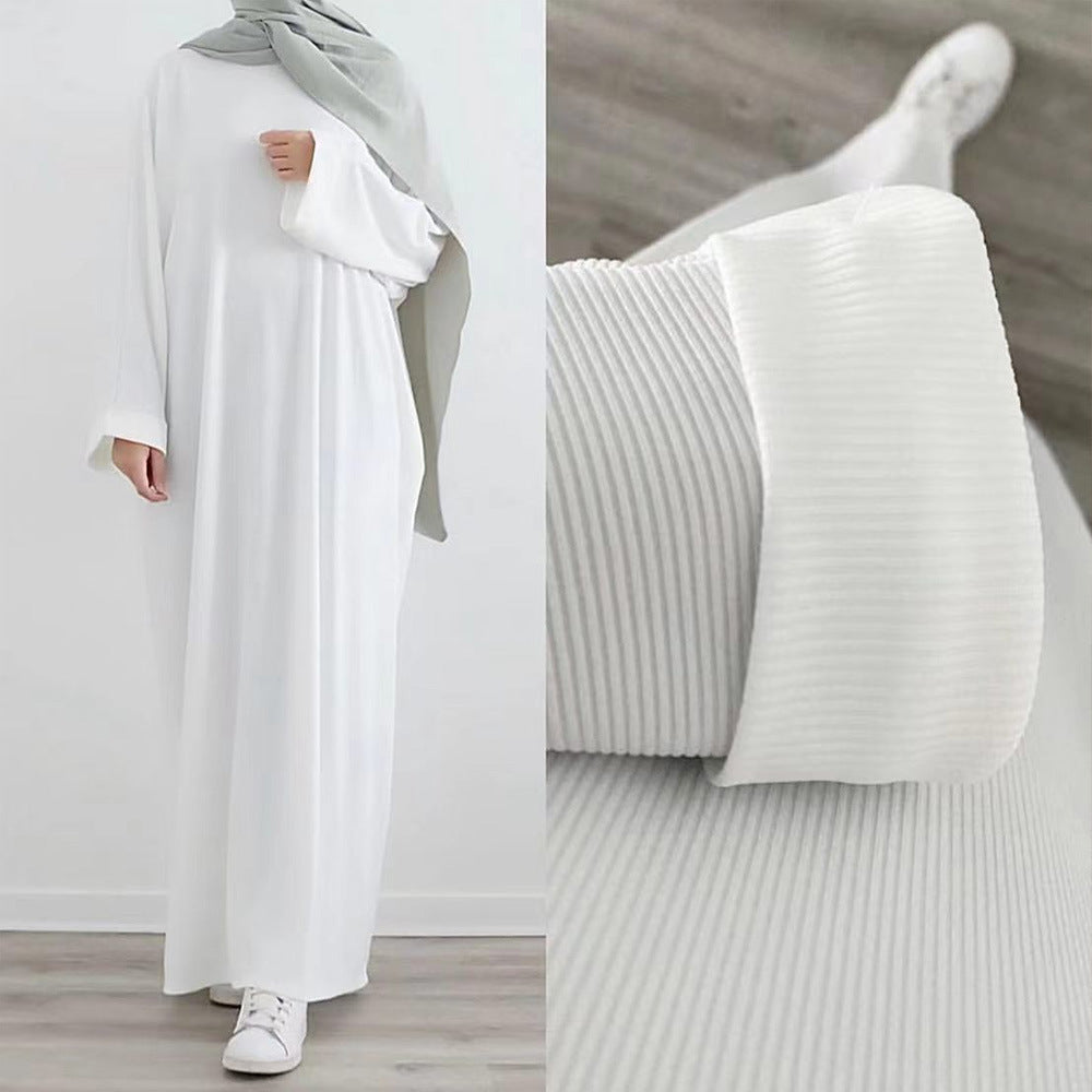 MS437#Loose round neck solid color knitted pullover robe