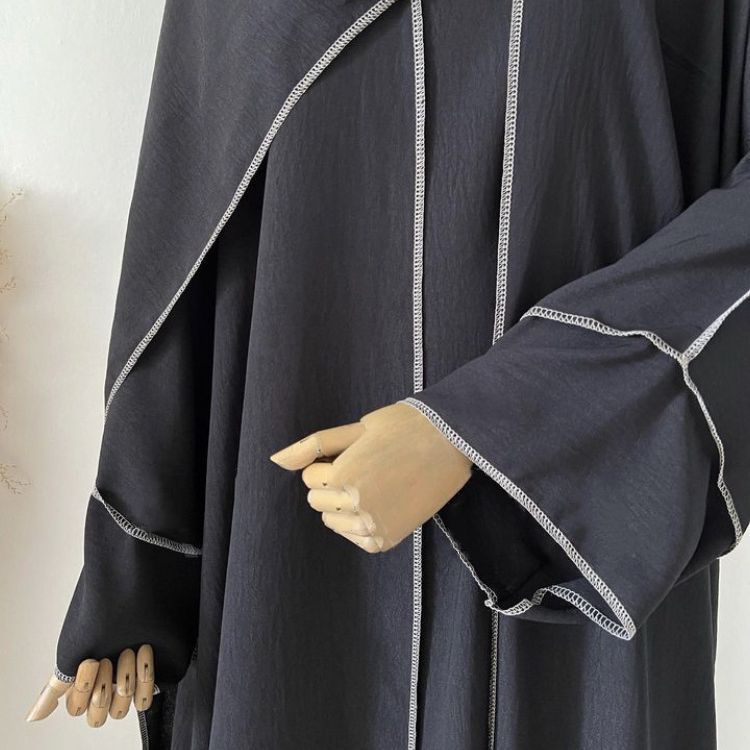 MS496#Women's Dubai Turkish Cardigan with matching dress 2 piece robe (including headscarf)