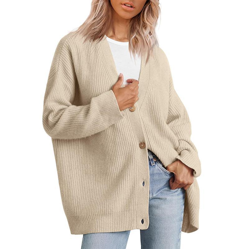 MS357#Simple all-in-one knitted cardigan solid color sweater coat