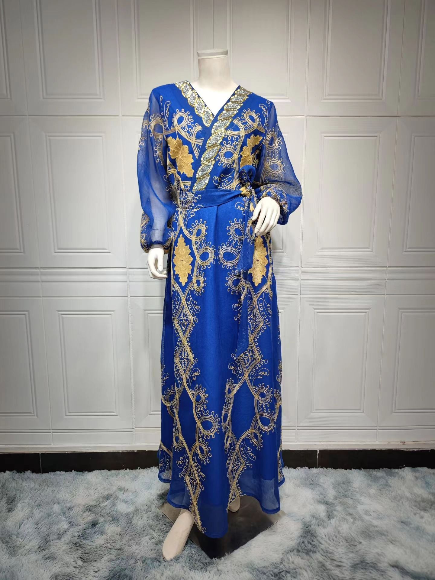 MS320#Muslim fashion women's gauze embroidered robe