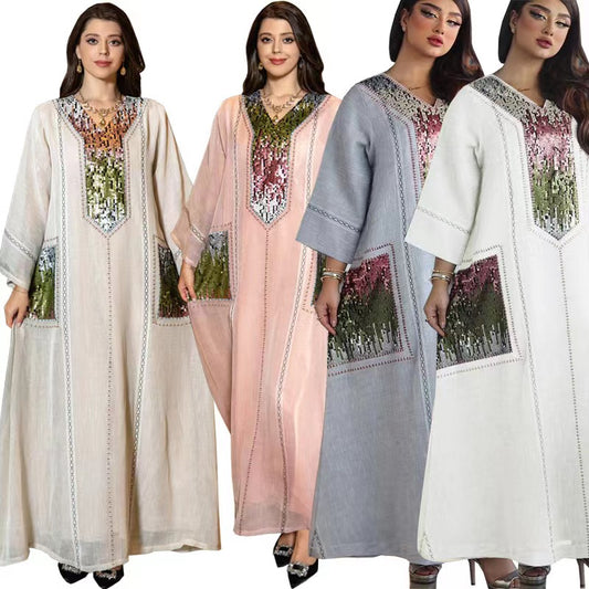 MS331#Beaded sequin embroidered robes for Muslim women