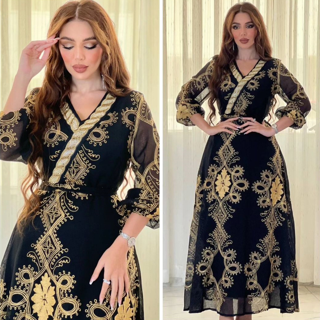 MS320#Muslim fashion women's gauze embroidered robe