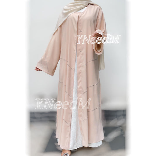 MS302# Modest Nidah cardigan with beads modest robe with pockets(NO inner)