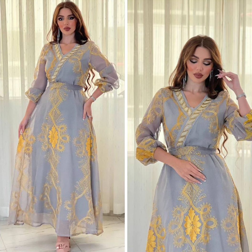 MS320#Muslim fashion women's gauze embroidered robe