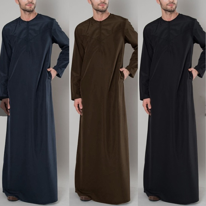 MS322#Muslim men's loose zipper robes