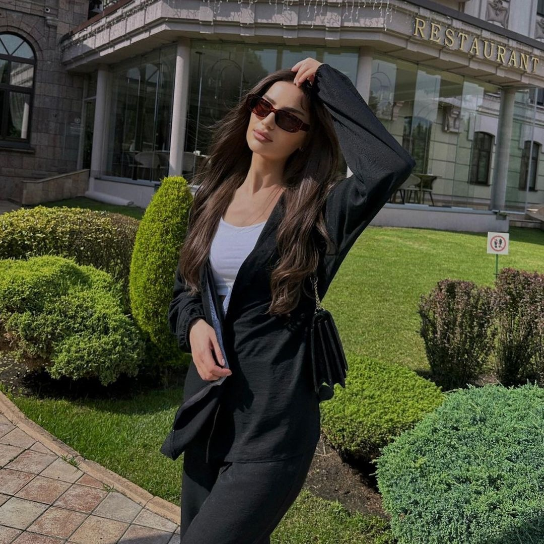 MS366#Muslim casual long-sleeved hooded shirt jacket straight-leg trouser suit