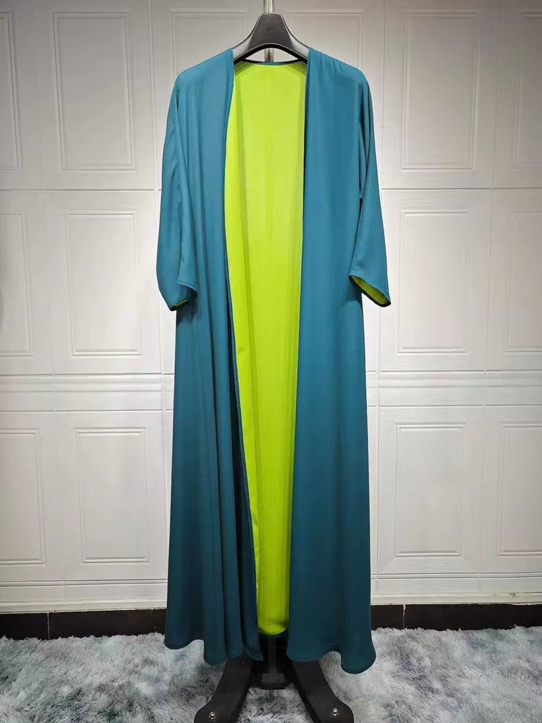 MS327#Abaya color matching coat chiffon dress solid color robe (NO inner dress)