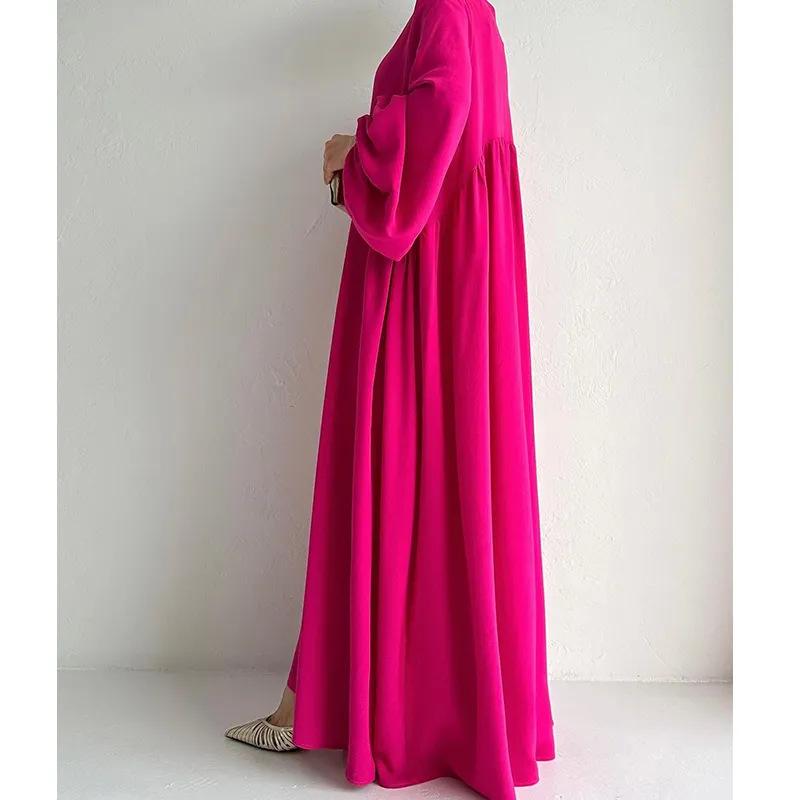 MS467#Solid color simple simple dress robe Muslim dress women