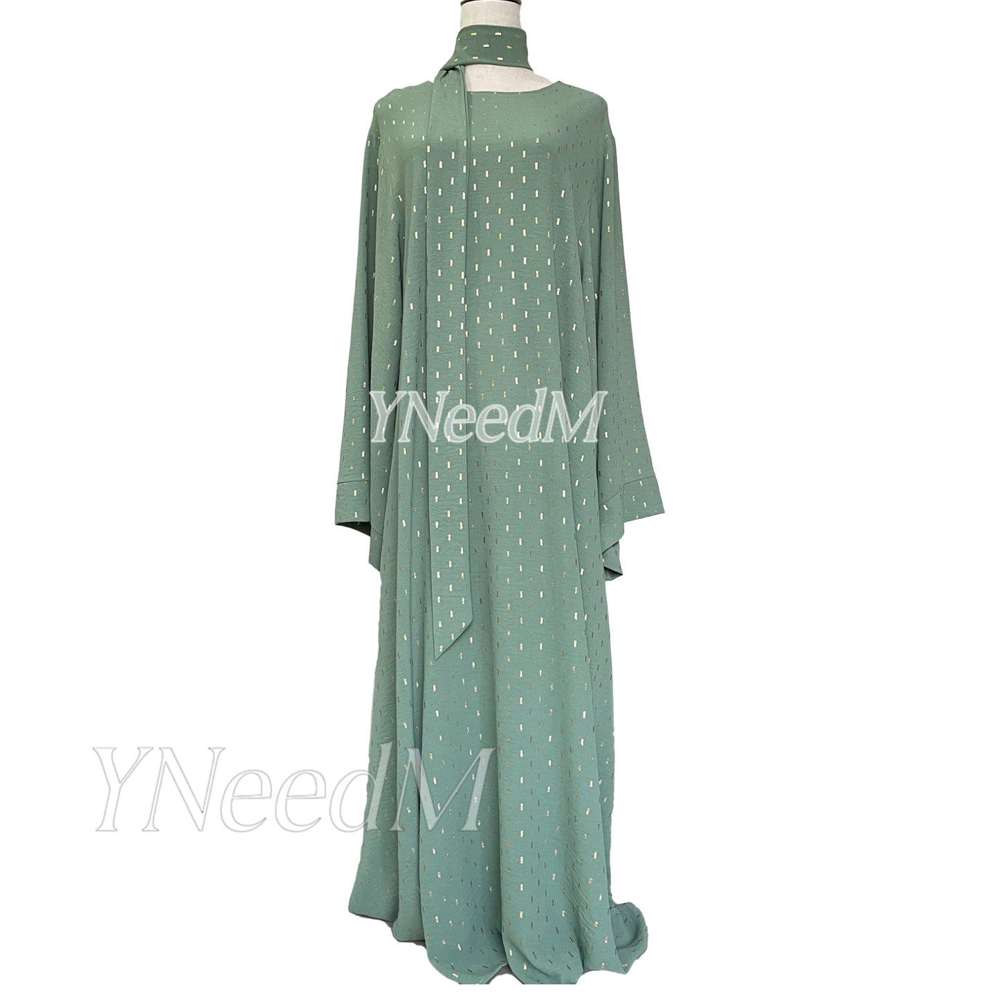 MS321# Muslim fashion bronzing abaya with wide sleeves