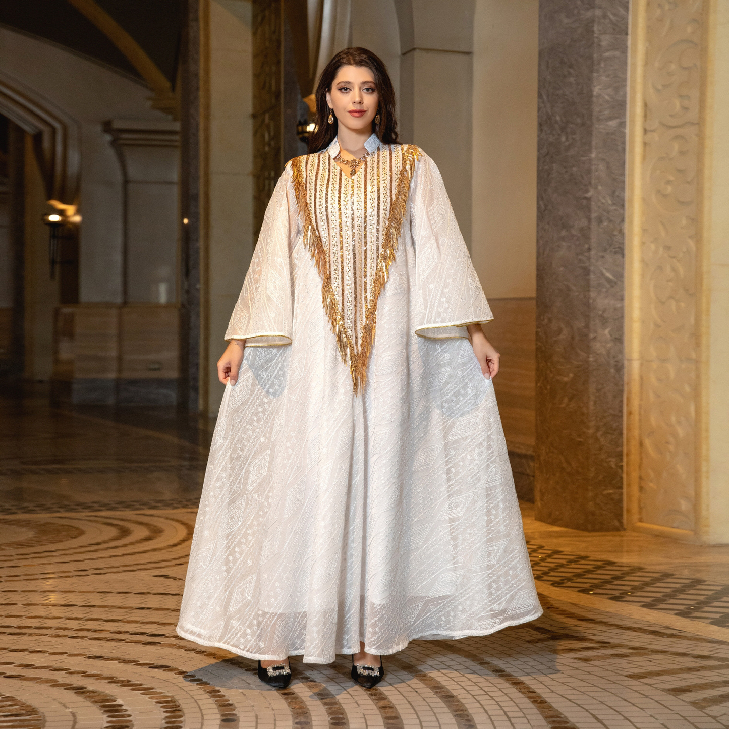 MS334#Arabian gauze embroidered sequin robe for Muslim women