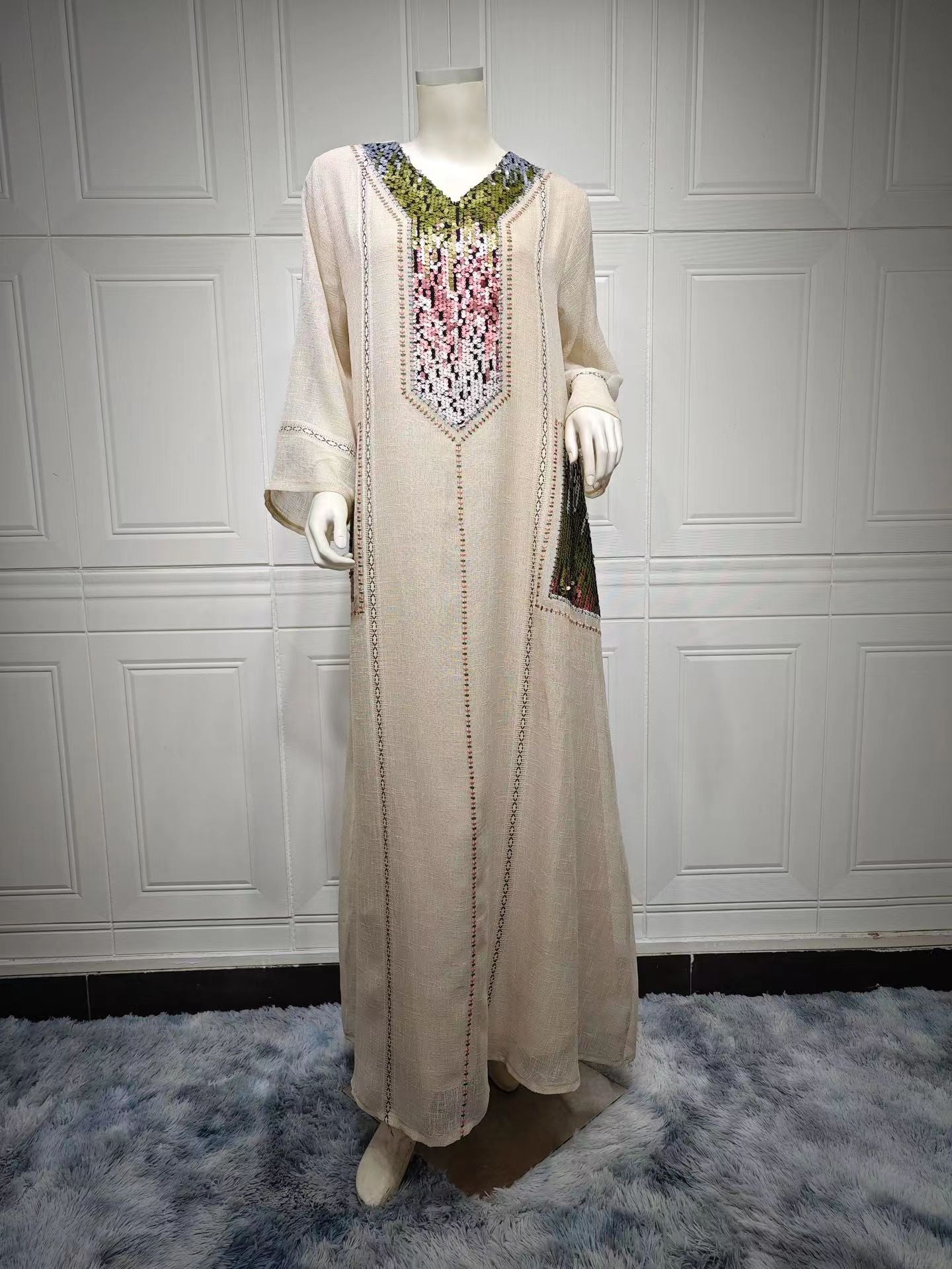 MS331#Beaded sequin embroidered robes for Muslim women