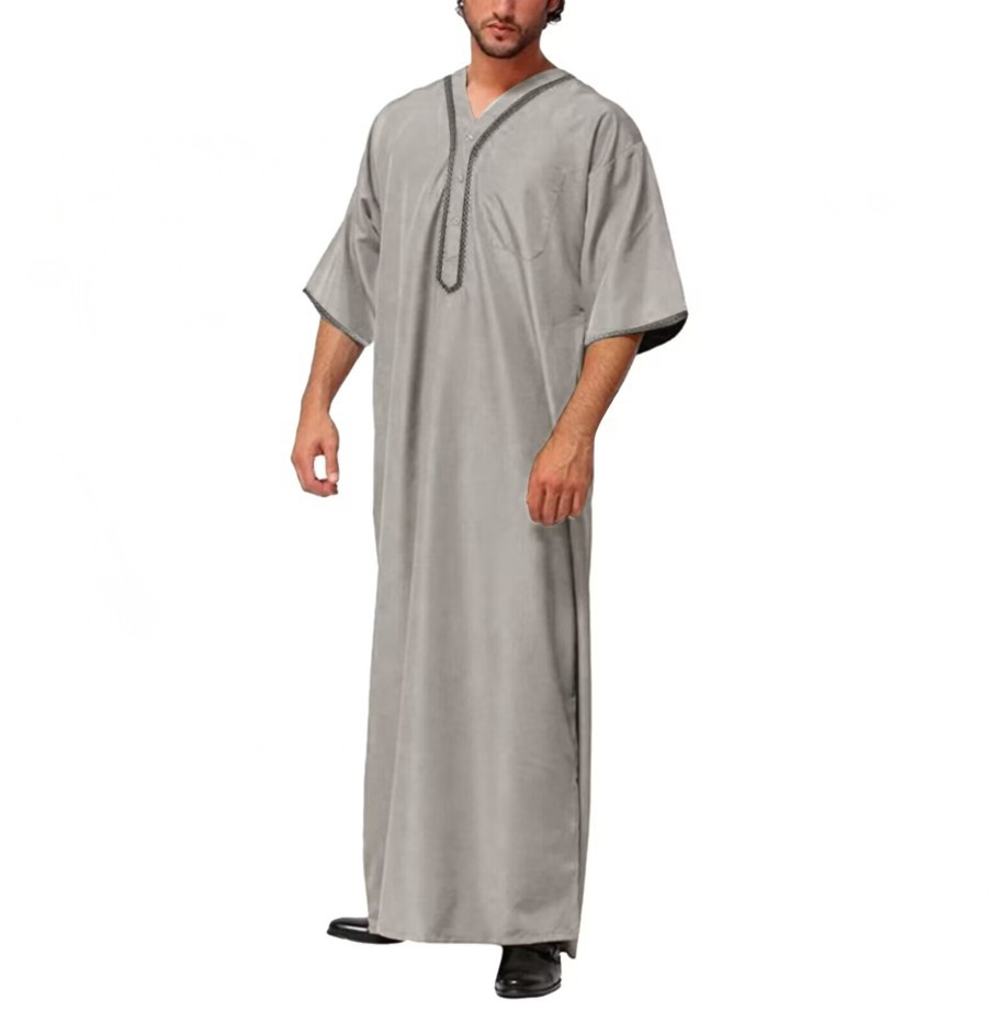 MS323#Muslim men's loose button robes