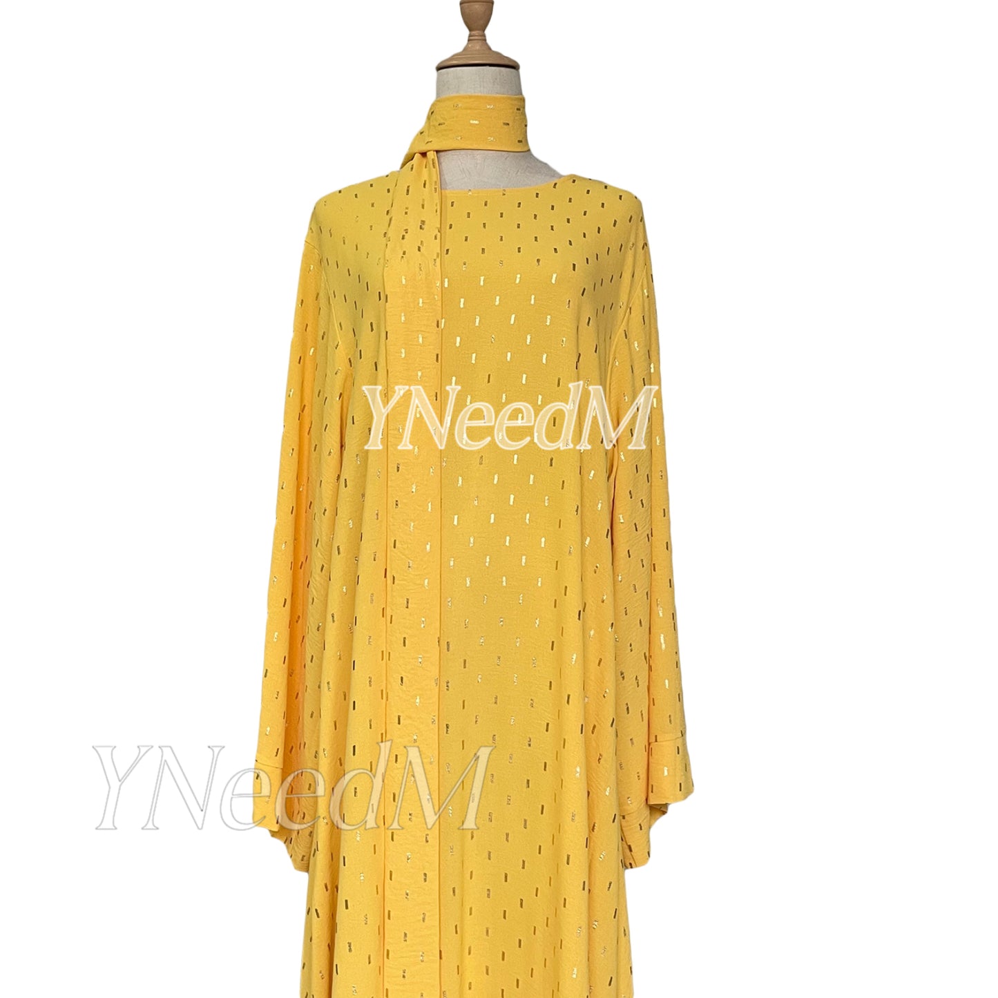 MS321# Muslim fashion bronzing abaya with wide sleeves