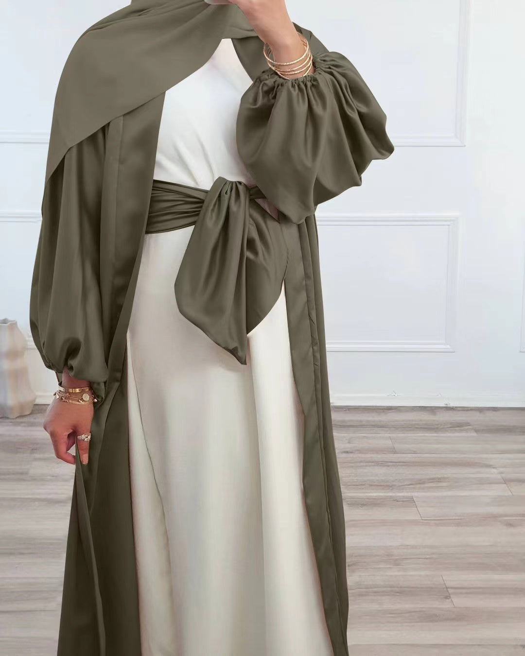 MS043#Women's solid color Robe