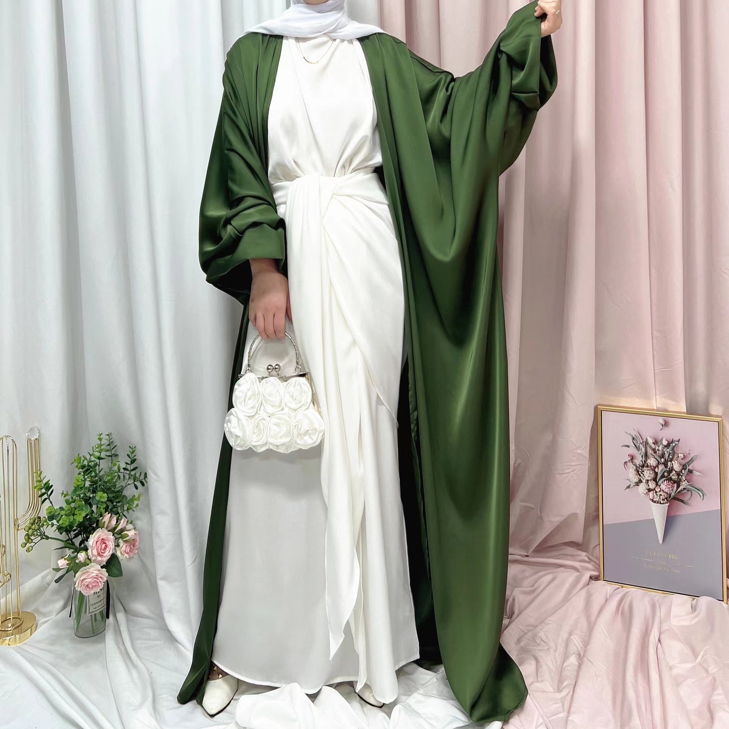 MS078# bat wig loose fitting gown abaya(NO inner dress)