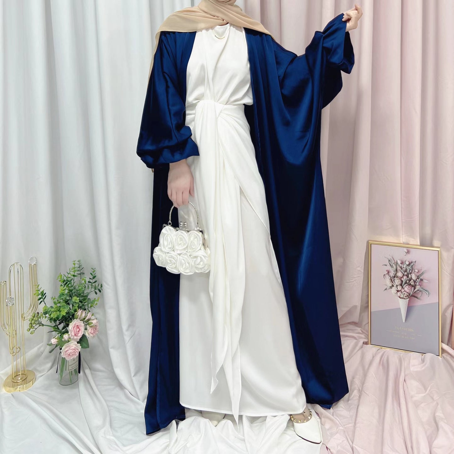 MS078# bat wig loose fitting gown abaya(NO inner dress)