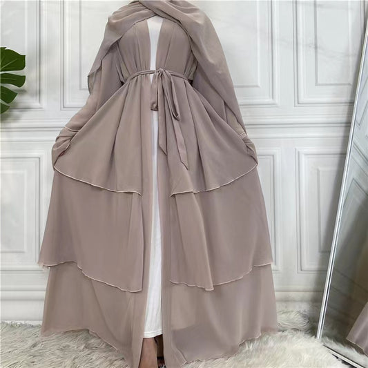 MS194#Women's Muslim Fashion Solid Dress