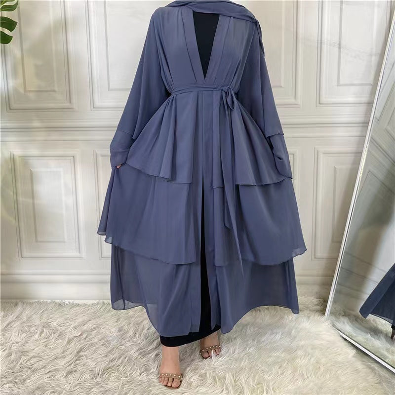 MS194#Women's Muslim Fashion Solid Dress