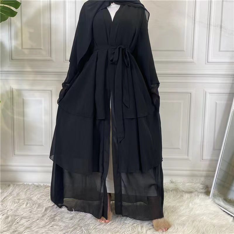 MS194#Women's Muslim Fashion Solid Dress