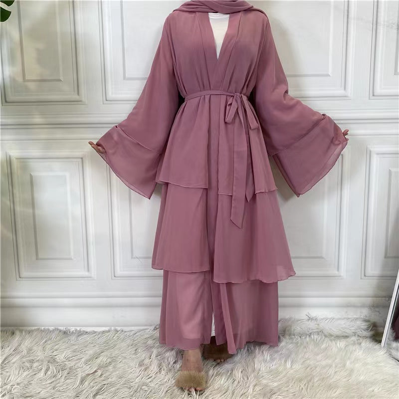 MS194#Women's Muslim Fashion Solid Dress