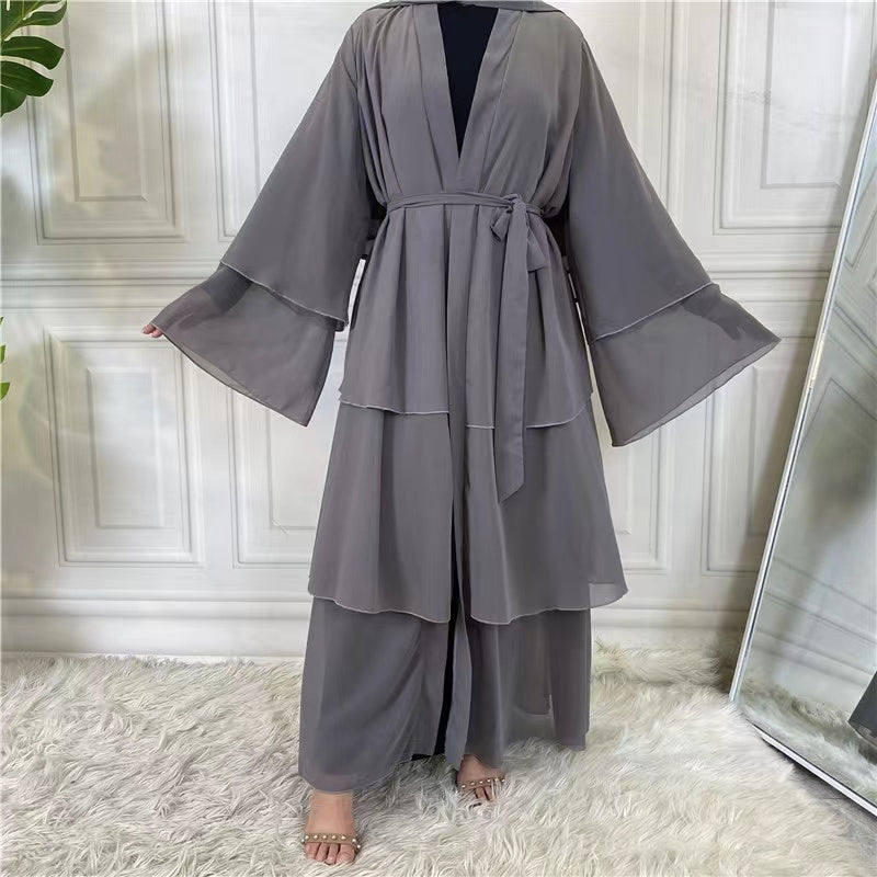 MS194#Women's Muslim Fashion Solid Dress