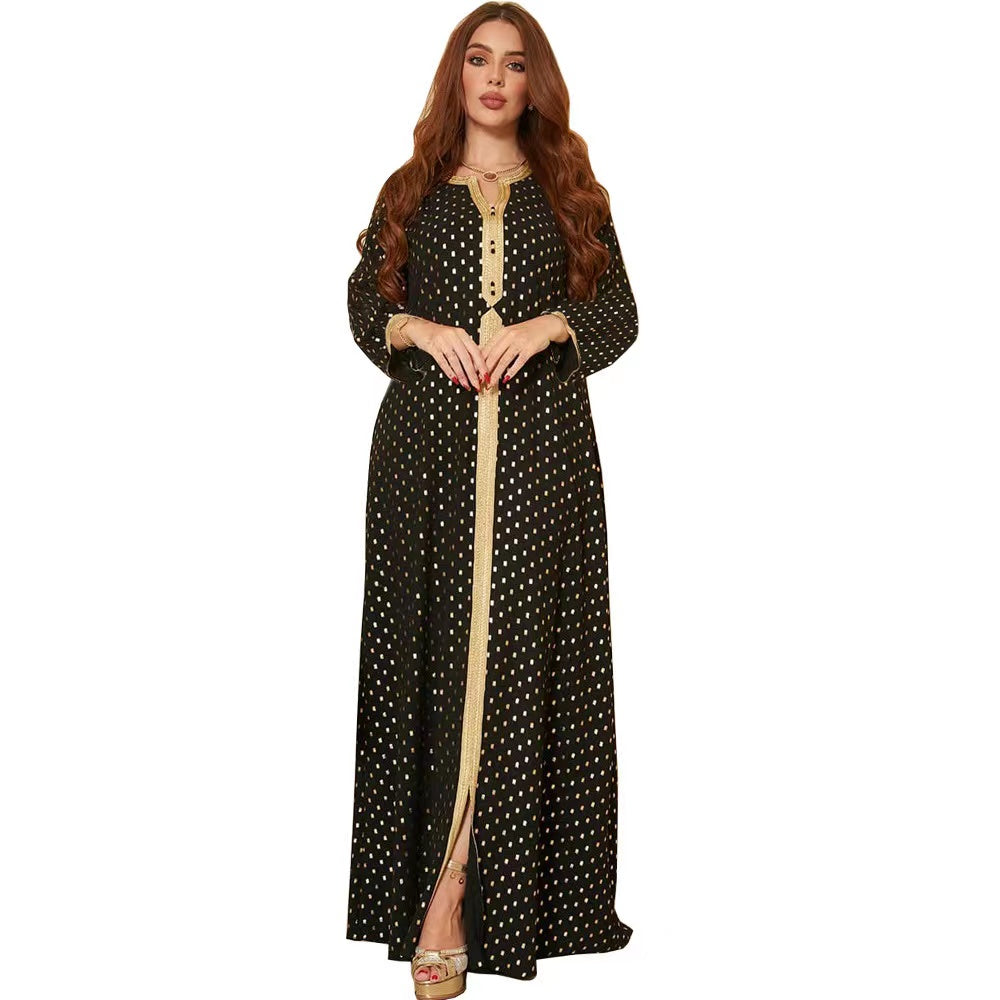 MS205#Muslim women's lace gilded dress