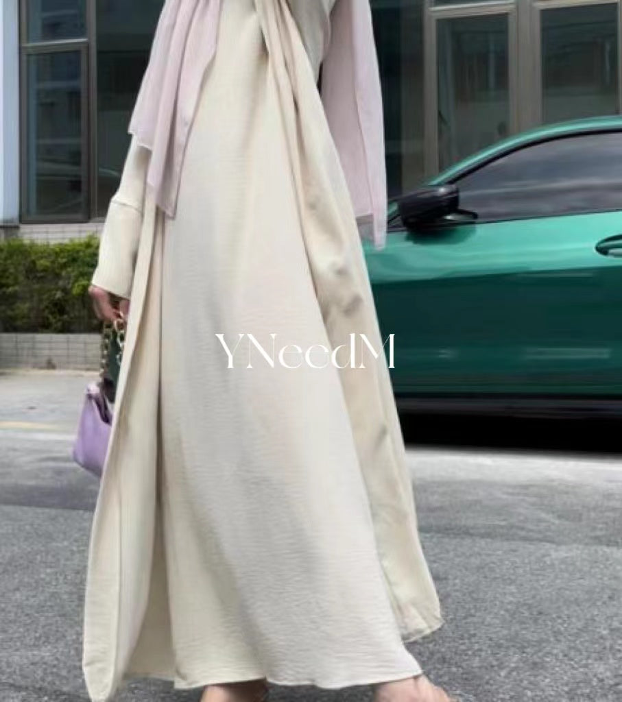 MS080#Modest crepe abaya set sleeveless inner(crepe)