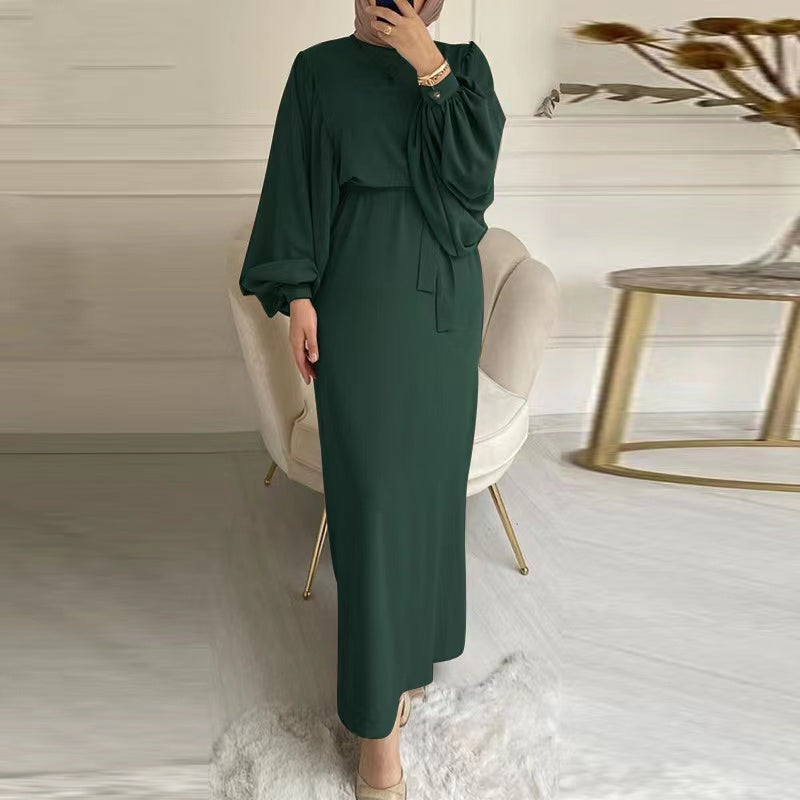 MS226#Muslim solid casual dress