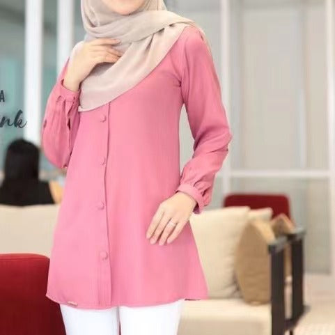 MS240#Muslim Women's Pure Color Fresh Top