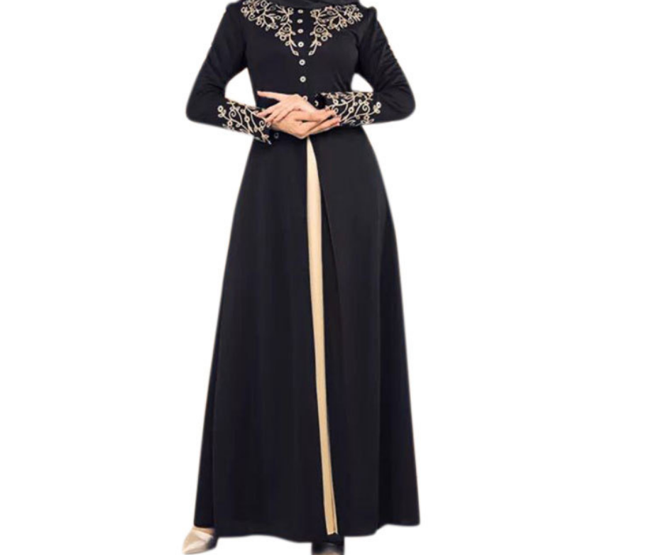 MS250#Moslem women's color contrast fitted dress