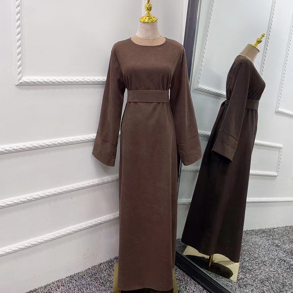 MS266#Muslim Women's Solid Dress Gown