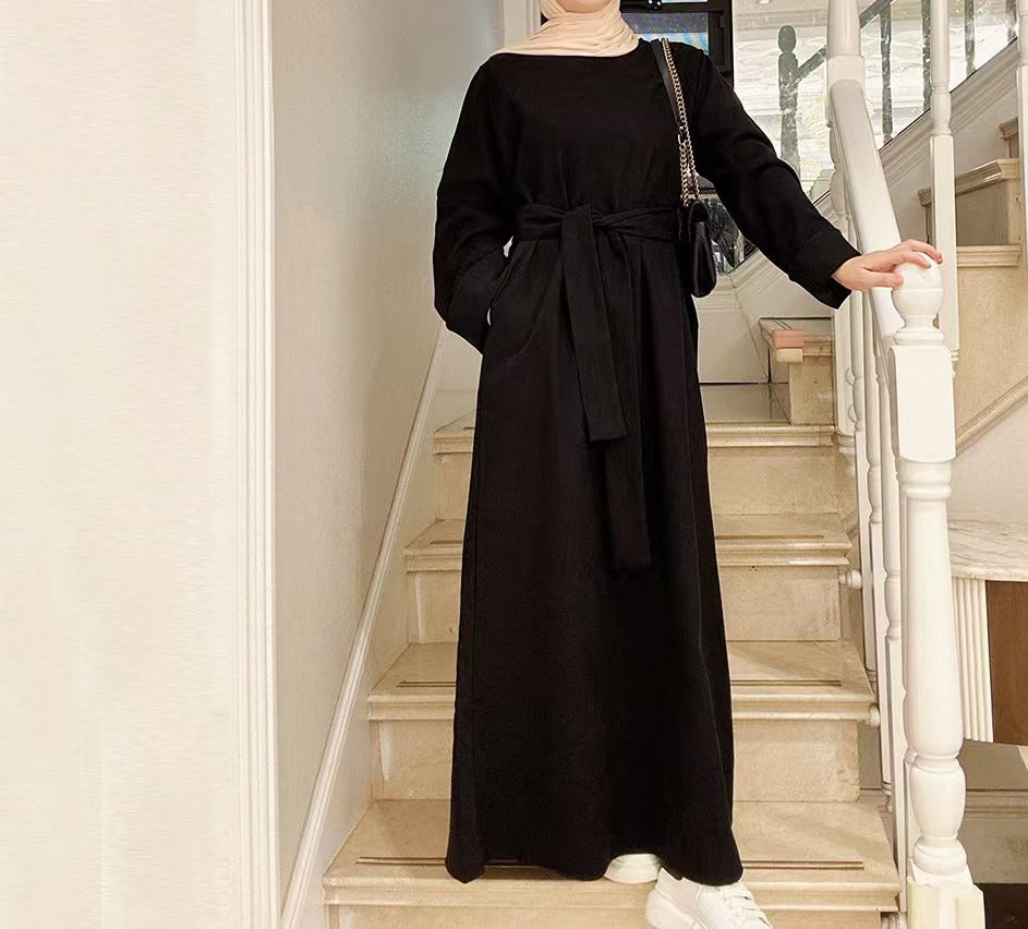 MS266#Muslim Women's Solid Dress Gown