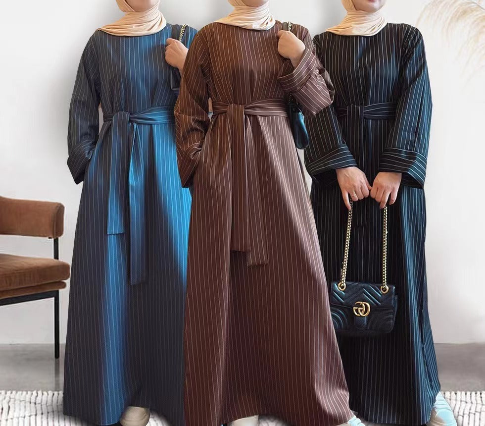 MS265#Muslim women's plaid dress gown