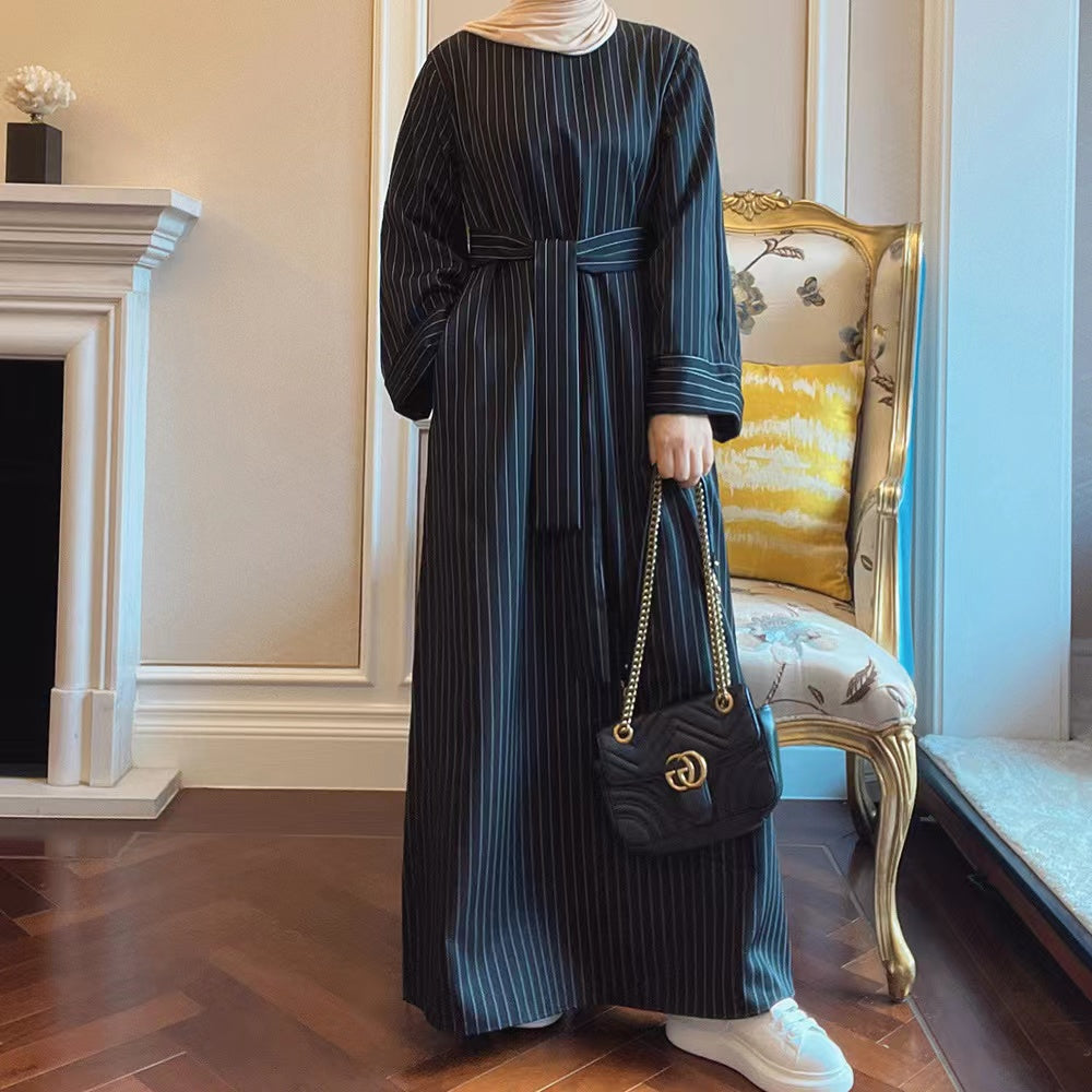 MS265#Muslim women's plaid dress gown