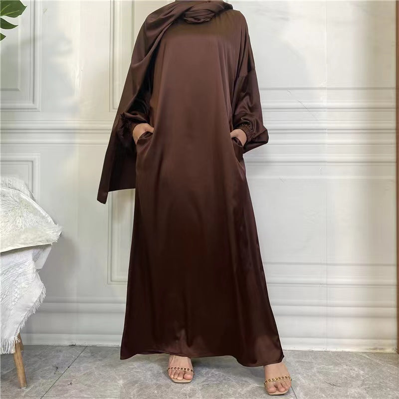 MS272#Muslim women's plain robe with scarf