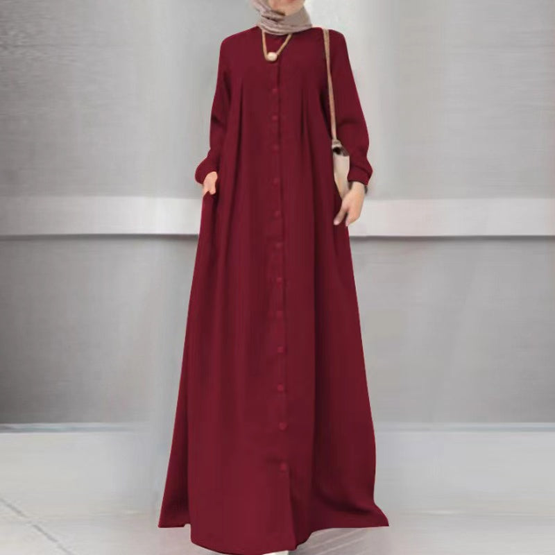 MS278#Muslim Women's Solid Dress