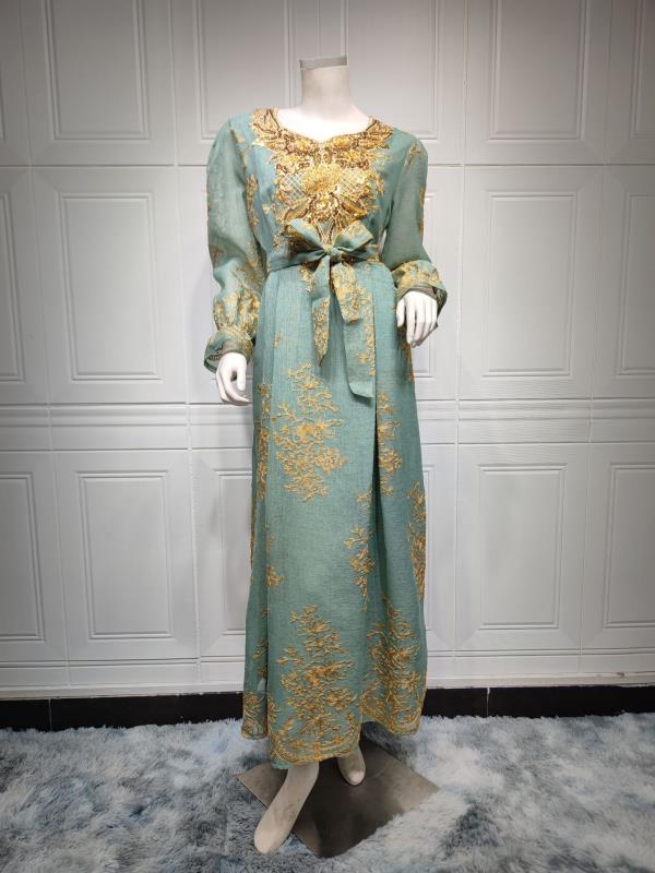 MS315#Embroidered Dress Muslim Party Dinner Robe