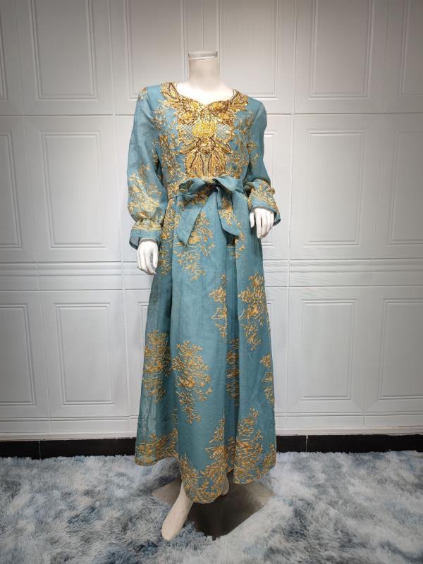 MS315#Embroidered Dress Muslim Party Dinner Robe