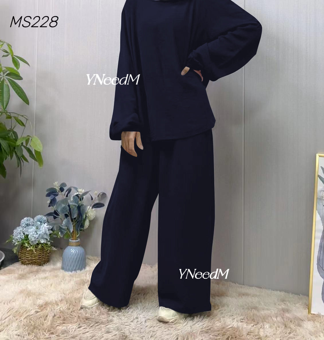 MS228#Muslim women's solid casual suit