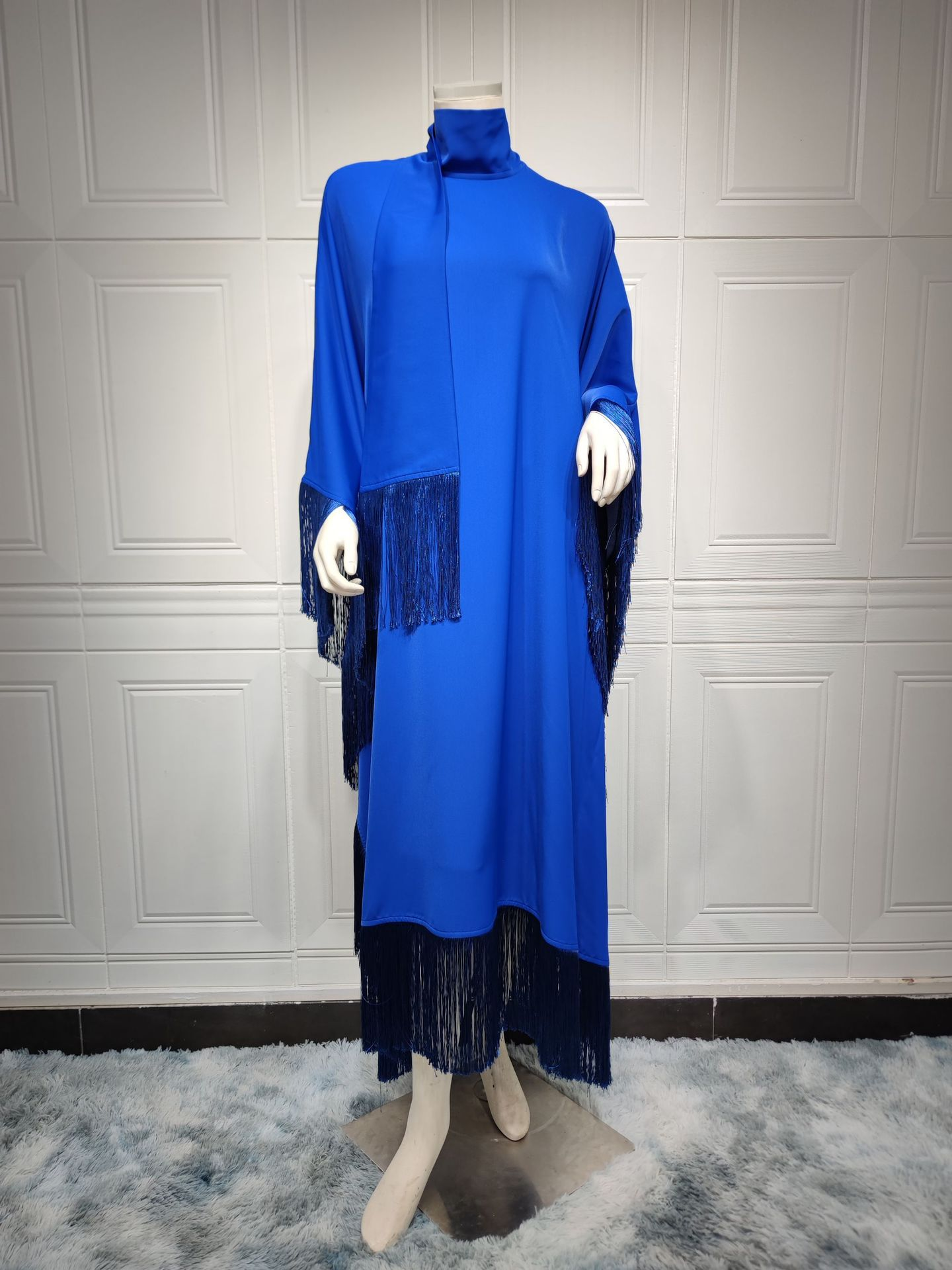 MS311#Modest fashion bat wing sleeves tassel abaya